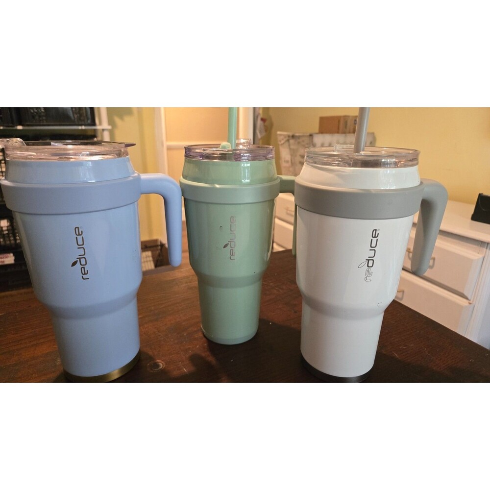 Reduce 40 oz Mug Tumbler, Stainless Steel with Handle Set of 3